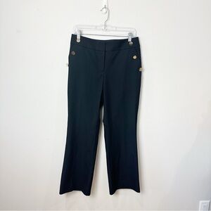 Loft Julie Trouser Sailor Straight Leg Pants Black Gold Button Nautical